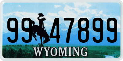 WY license plate 9947899
