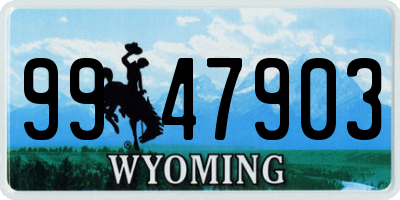 WY license plate 9947903