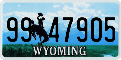 WY license plate 9947905