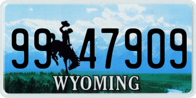 WY license plate 9947909