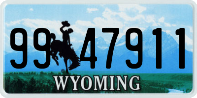 WY license plate 9947911