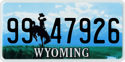 WY license plate 9947926