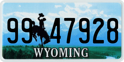 WY license plate 9947928