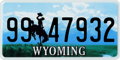 WY license plate 9947932