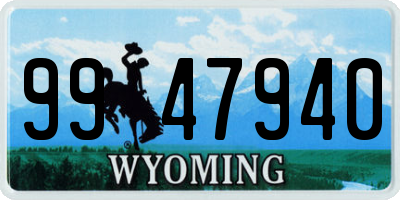 WY license plate 9947940