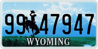 WY license plate 9947947