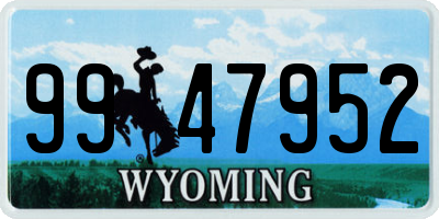 WY license plate 9947952