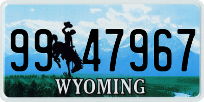 WY license plate 9947967