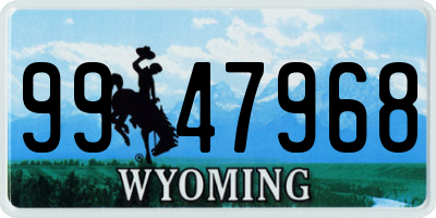 WY license plate 9947968