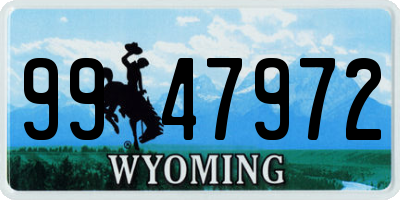 WY license plate 9947972