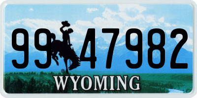 WY license plate 9947982