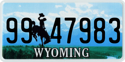 WY license plate 9947983