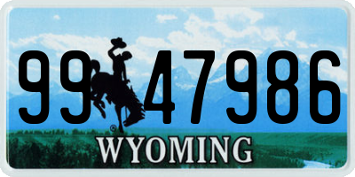 WY license plate 9947986