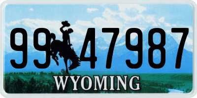 WY license plate 9947987