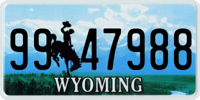 WY license plate 9947988