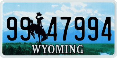 WY license plate 9947994