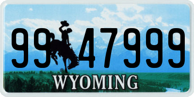 WY license plate 9947999