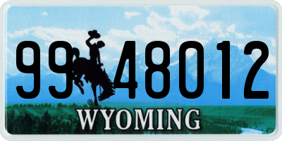 WY license plate 9948012