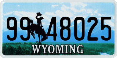 WY license plate 9948025