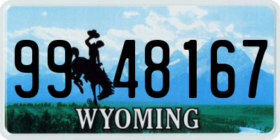 WY license plate 9948167