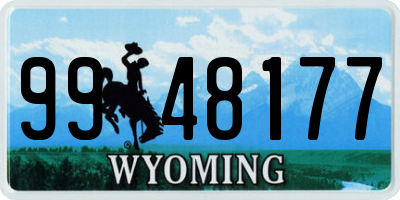 WY license plate 9948177