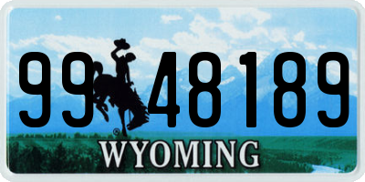 WY license plate 9948189