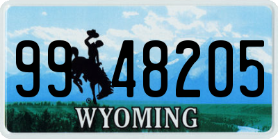 WY license plate 9948205
