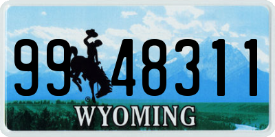 WY license plate 9948311