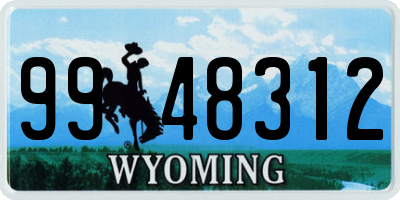 WY license plate 9948312