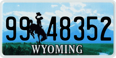 WY license plate 9948352
