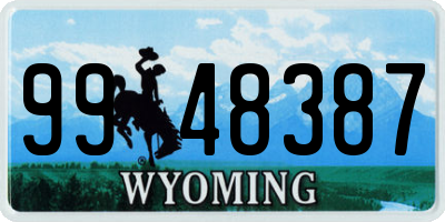 WY license plate 9948387