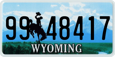 WY license plate 9948417