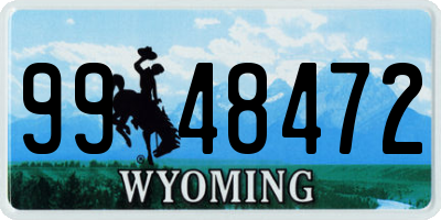 WY license plate 9948472