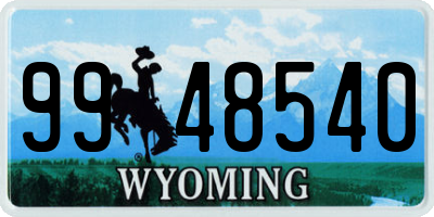 WY license plate 9948540