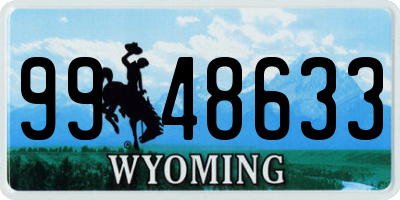 WY license plate 9948633