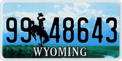 WY license plate 9948643