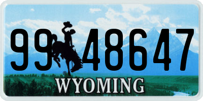 WY license plate 9948647