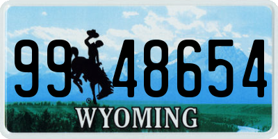 WY license plate 9948654