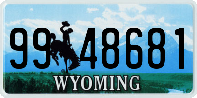 WY license plate 9948681