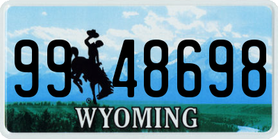WY license plate 9948698