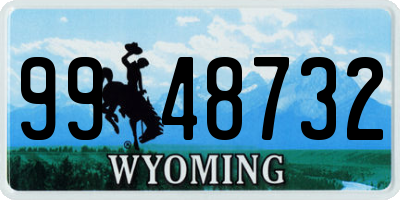 WY license plate 9948732