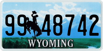 WY license plate 9948742
