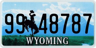 WY license plate 9948787