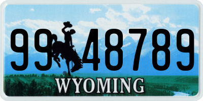 WY license plate 9948789