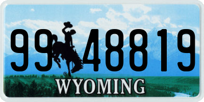 WY license plate 9948819