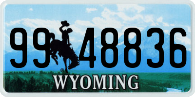 WY license plate 9948836