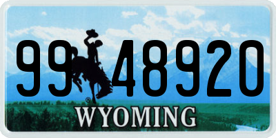 WY license plate 9948920