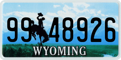 WY license plate 9948926