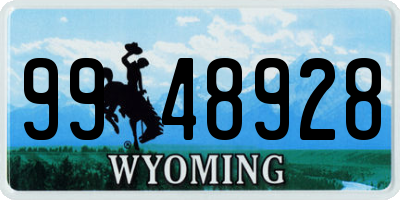 WY license plate 9948928