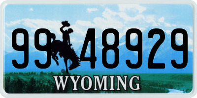 WY license plate 9948929
